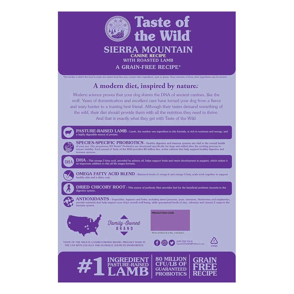 Taste Of The Wild Dry Dog Food Sierra Mountain Canine (Roasted Lamb)