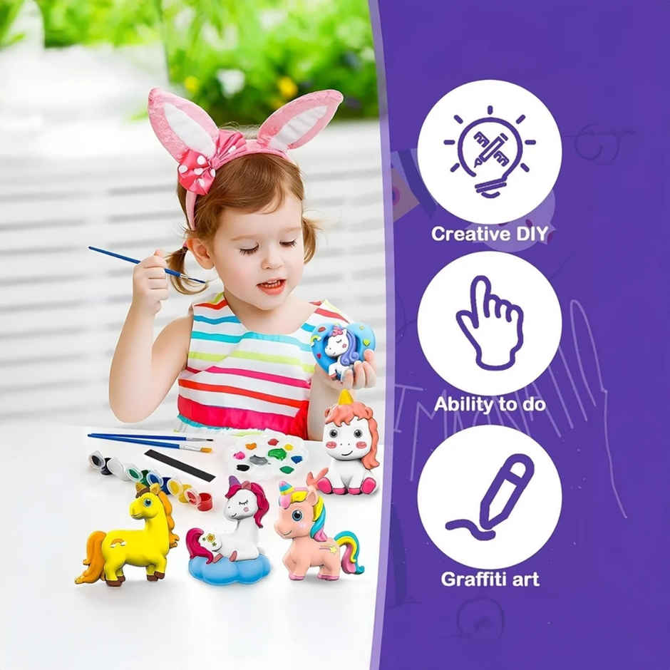 Fablue Unicorn Colouring Canvas Board DIY Craft Kit for Kids