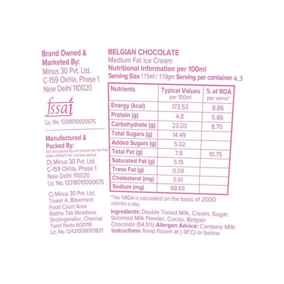 MINUS THIRTY Belgian Chocolate