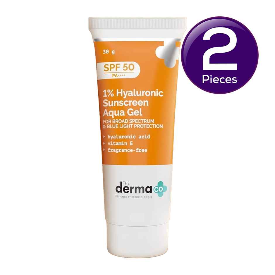 The Derma Co 1% Hyaluronic Sunscreen SPF 50 Aqua Gel, PA++++, Lightweight, No Whitecast Combo
