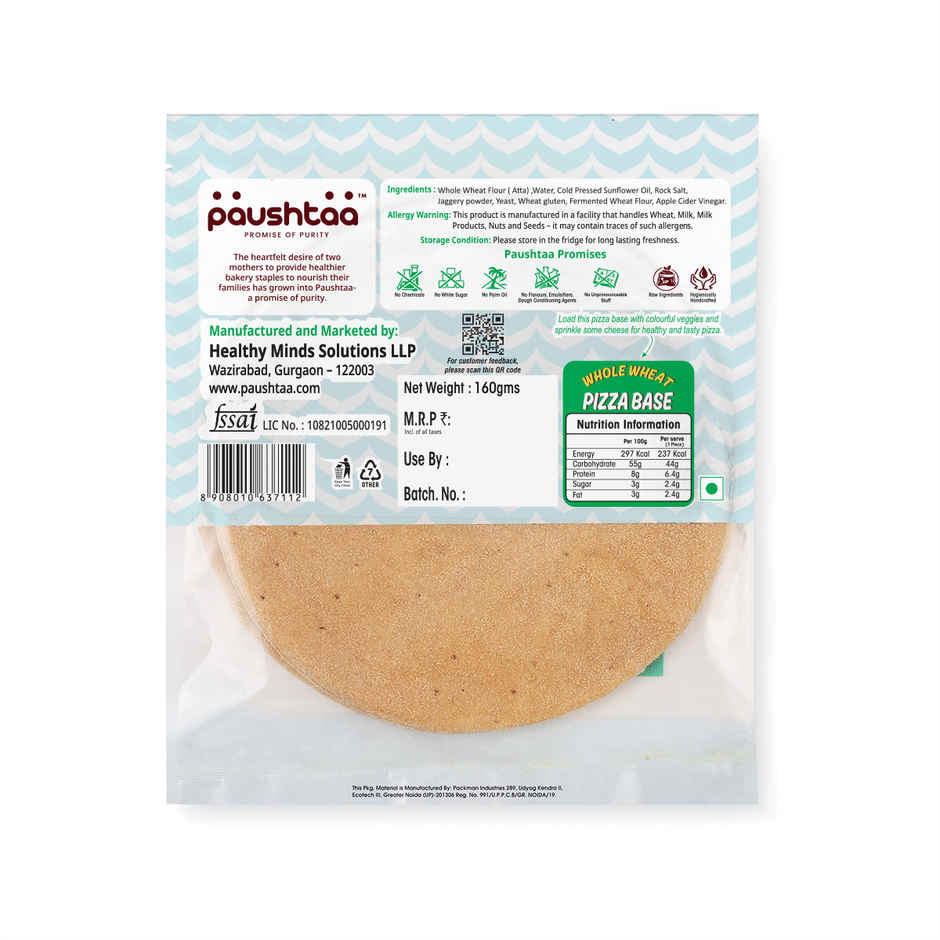 Paushtaa Whole Wheat Thin Crust Pizza Base
