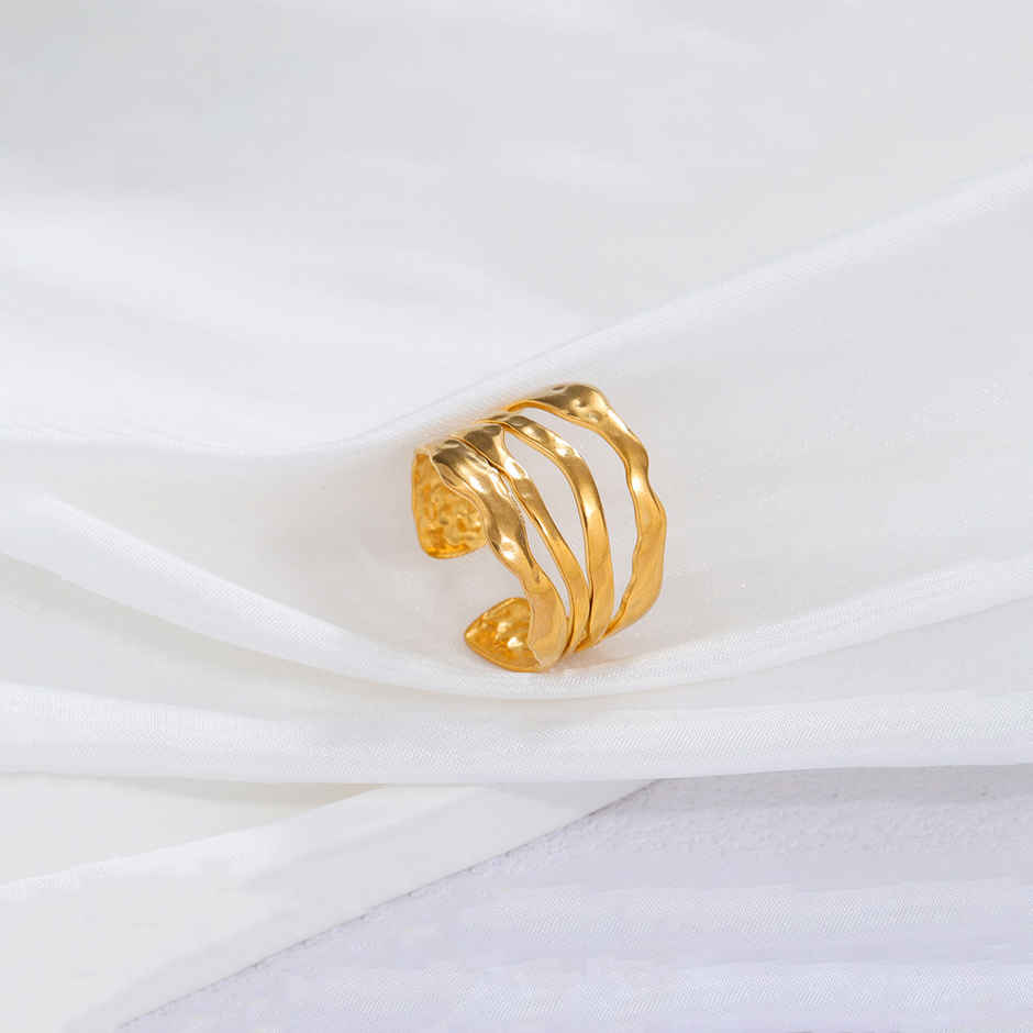 Label She Gold Plated Anti Tarnish Stainless Steel Adjustable Ring | LS-RNG-72165