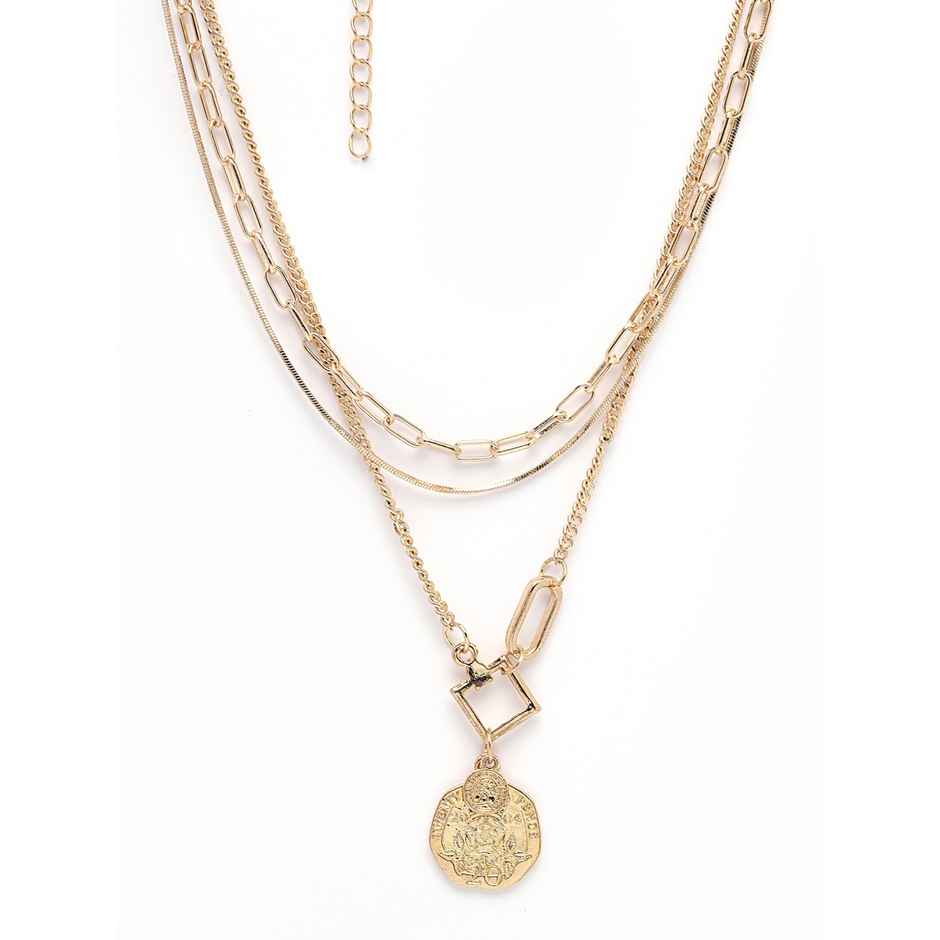 Scintillare By Sukkhi 3 Latest Stylish Multilayer Non Precious Gold Plated Chain Pendant Necklace