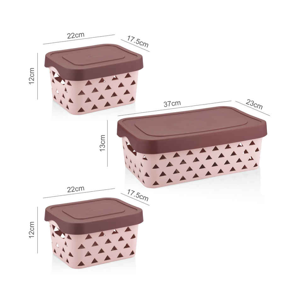 Asian Plastoware Multi Star Basket Set with Lid | 3 Pc- Assorted