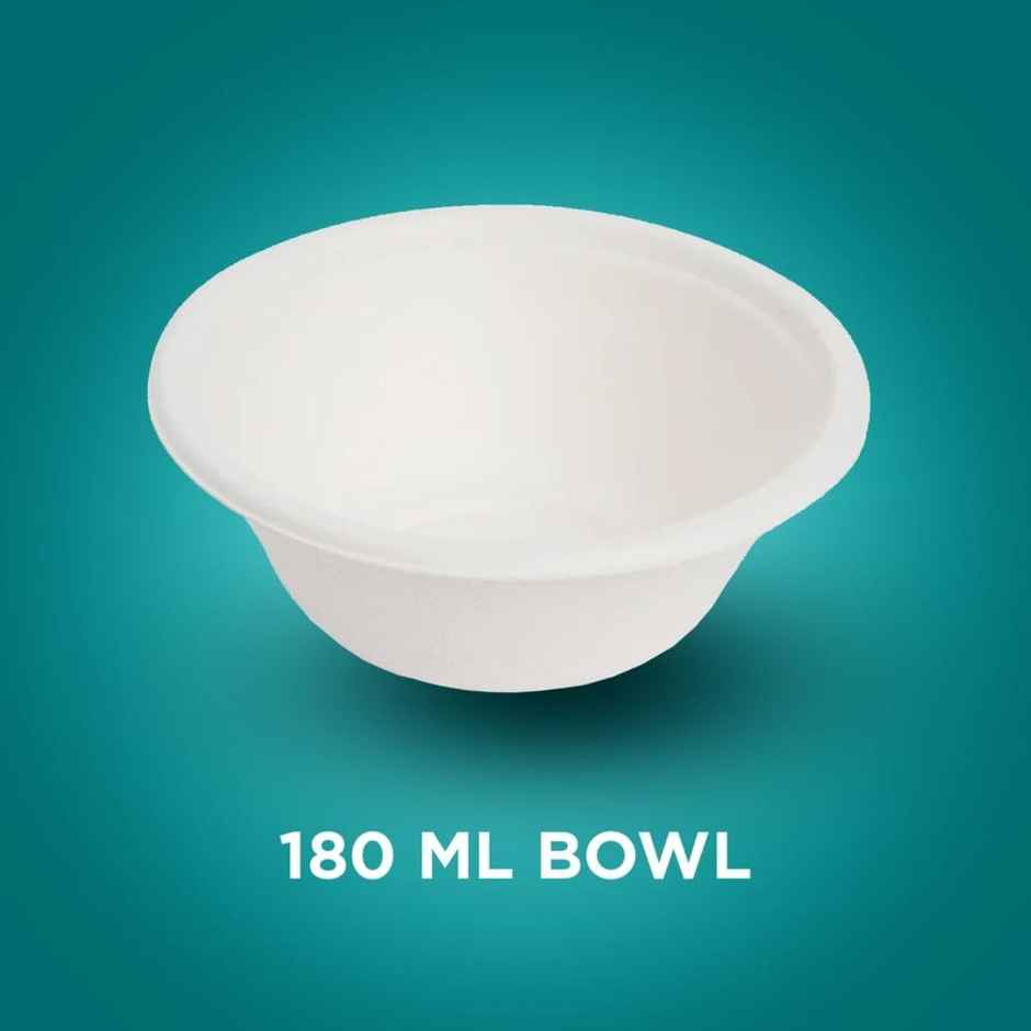 Bagasse Disposable Round Bowl | 180 ml | White