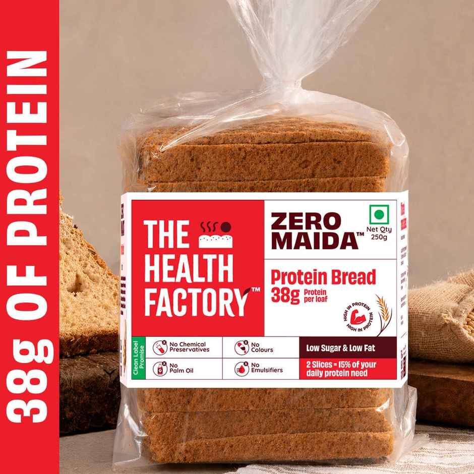 The Health Factory Protein Bread | Zero Maida | 38g High Protein | Whole Wheat Bread