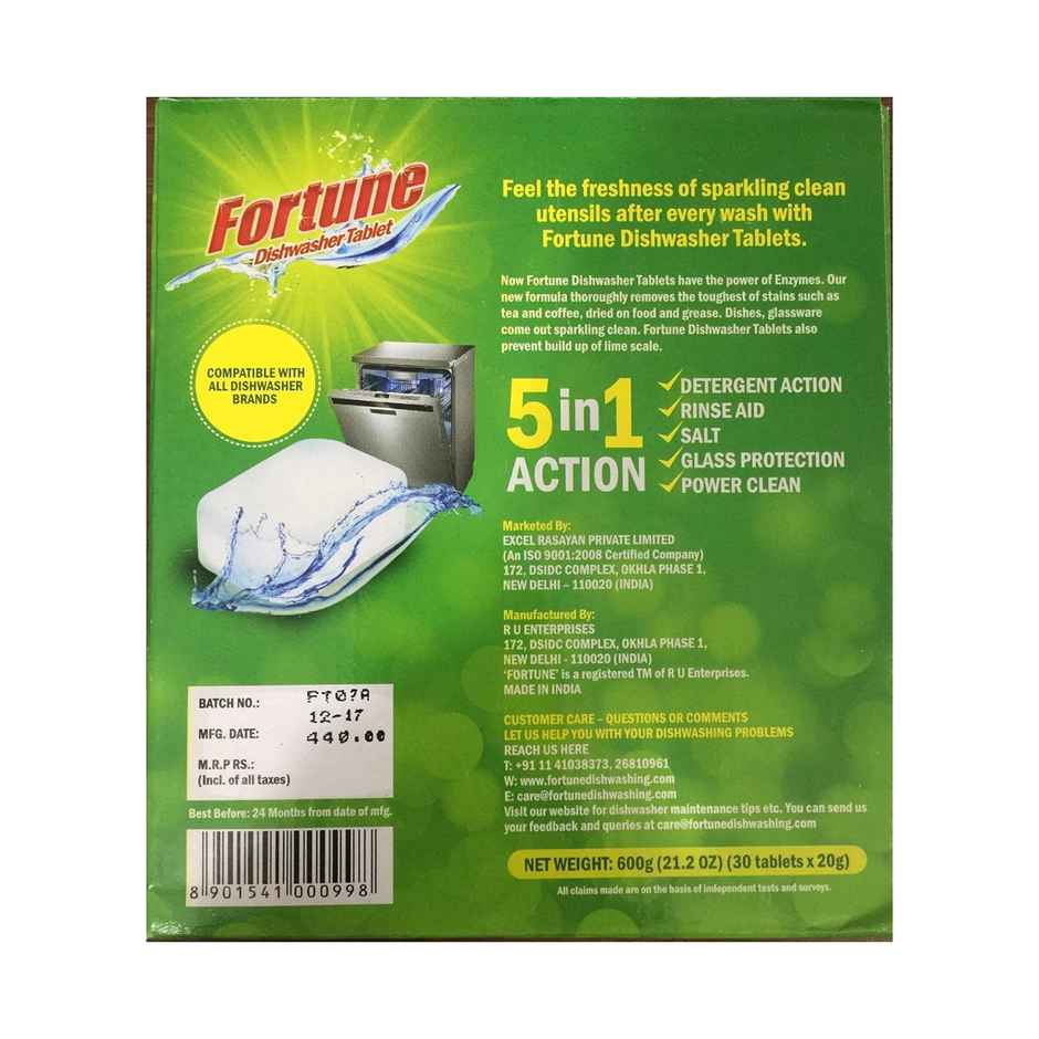 Fortune Dishwasher Tablets, 5 in 1 Action, Fresh Scent