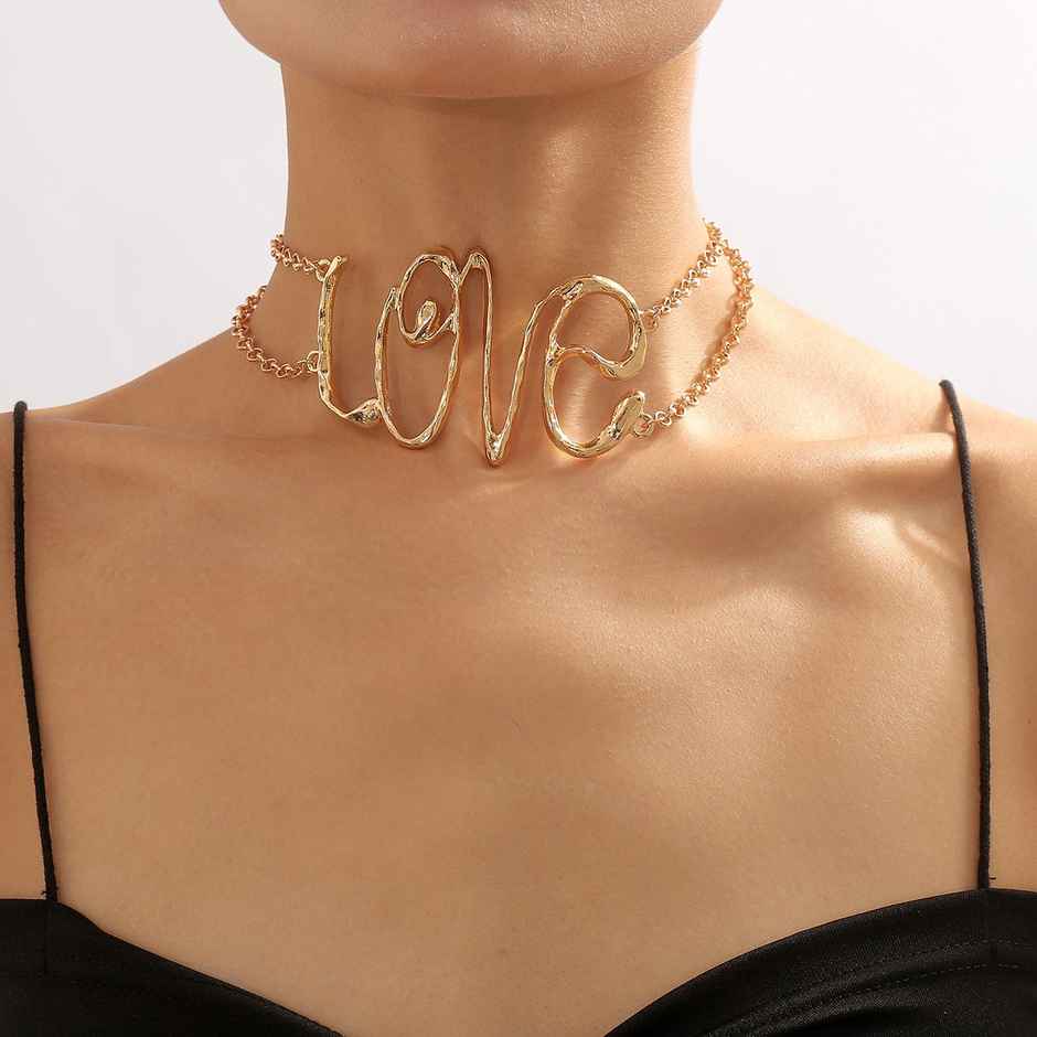 Just Lil Things Gold 'LOVE' Statement Necklace | jltn0697