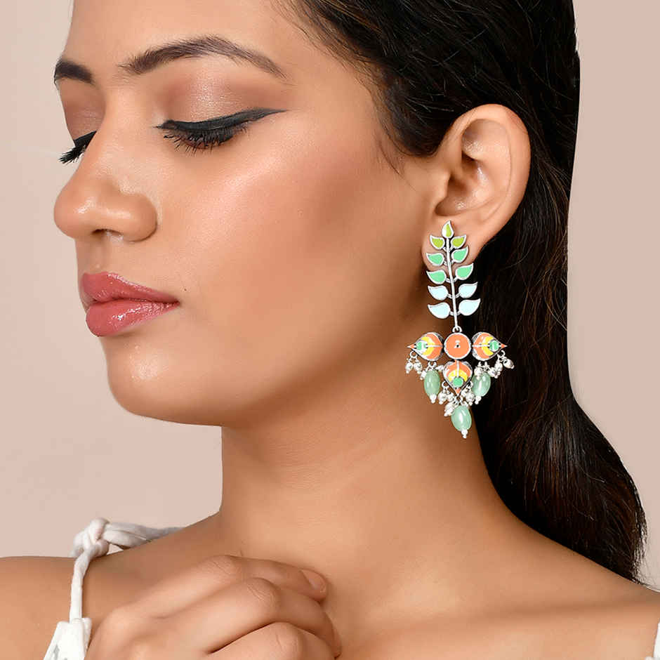 Voylla Bagh E Fiza Colourful Enamel Embellished Earrings