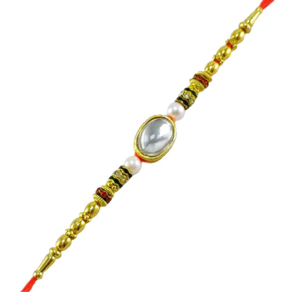 Oval Kundan Rakhi | Elegant and Traditional | Gullak