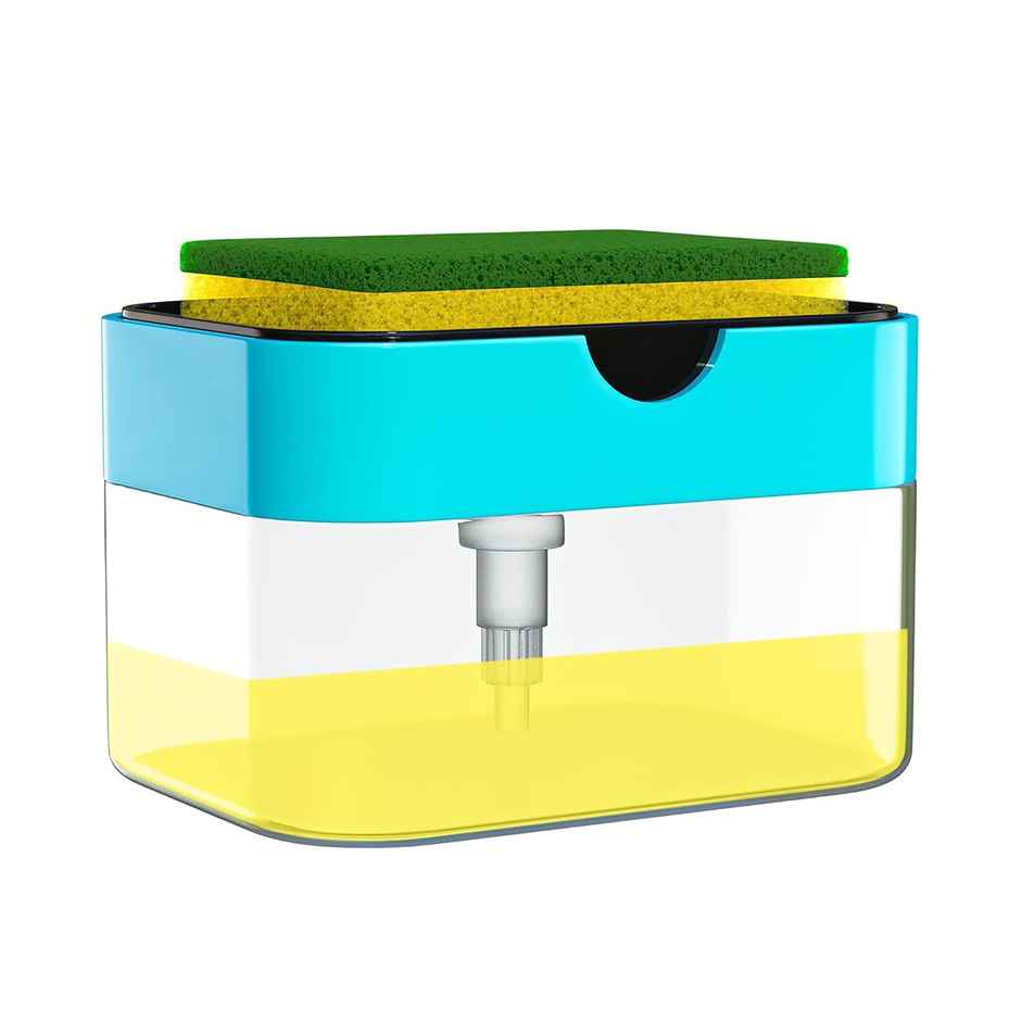YouBee 2 in 1 Soap Dispenser for Bathroom | Liquid Dispenser Pump with Sponge Holder | Multi-Colour