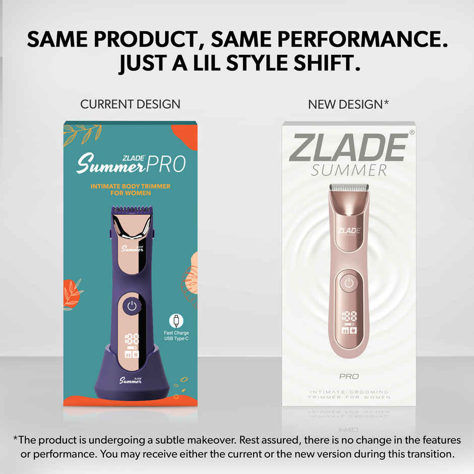 Zlade Summer Pro Intimate Body Trimmer for Women|Soft Ceramic Blades|Waterproof|Digital Display