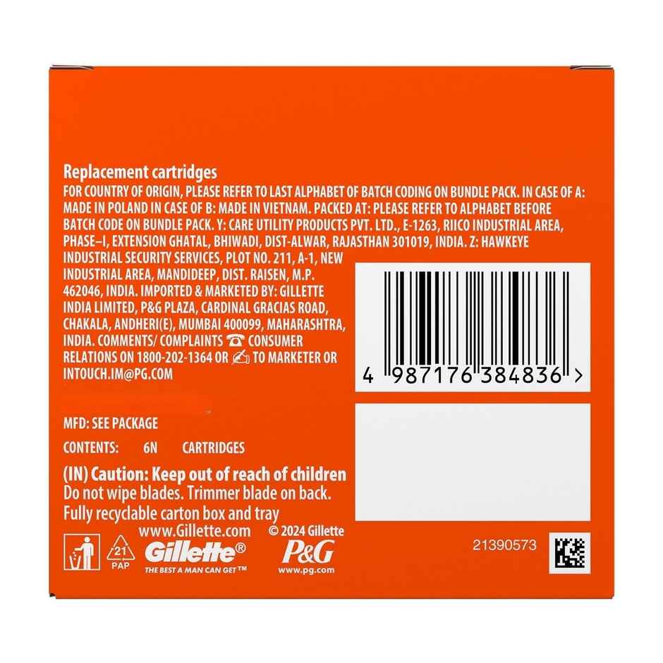 Gillette Fusion Proglide Shaving Blades for men (6 Cartridges)