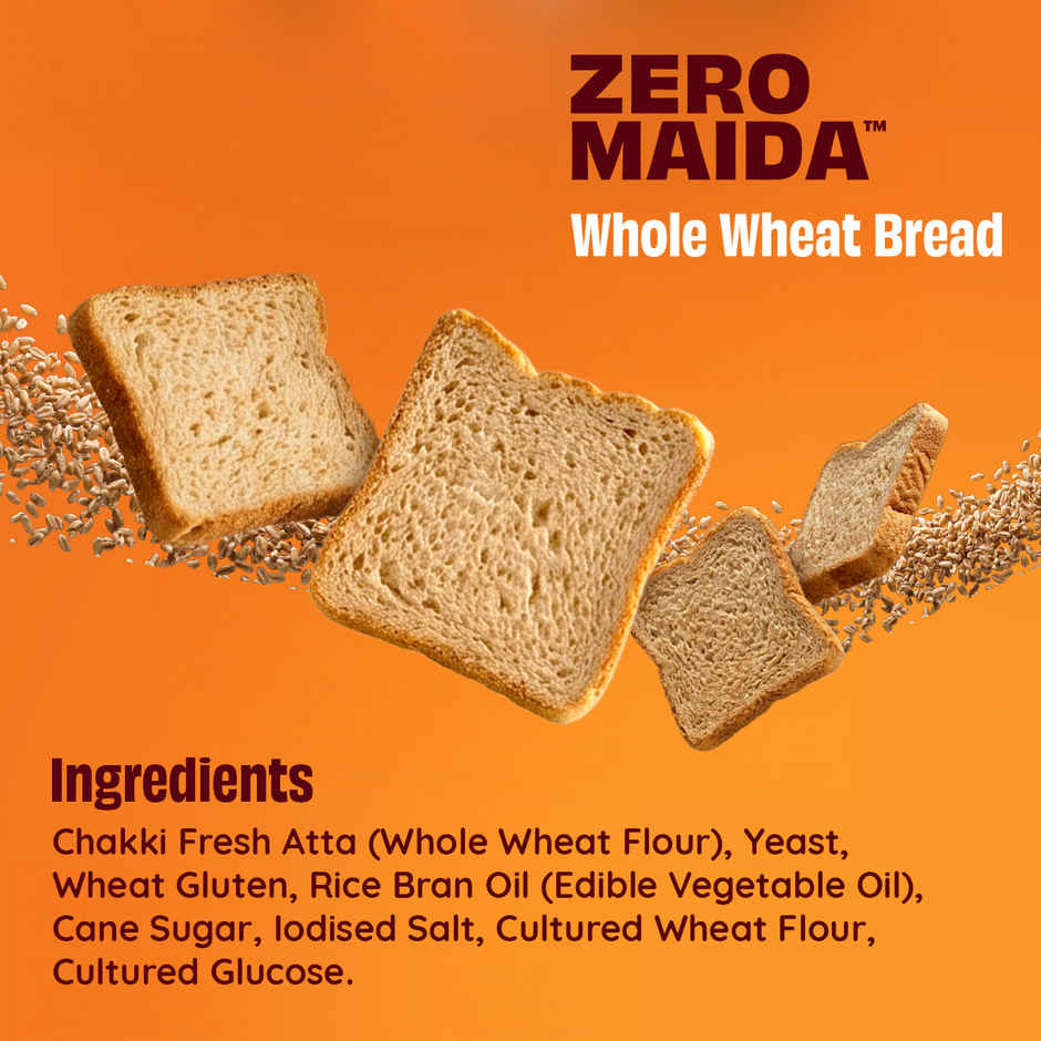 The Health Factory Zero Maida Whole Wheat Bread | Clean Label, Not Brown