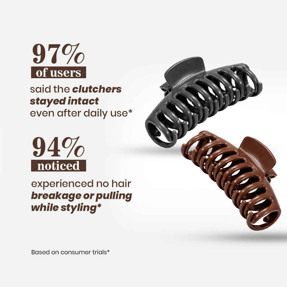 Sanfe Unbreakable Hair Clutcher for Women | Strong Grip | Black & Brown