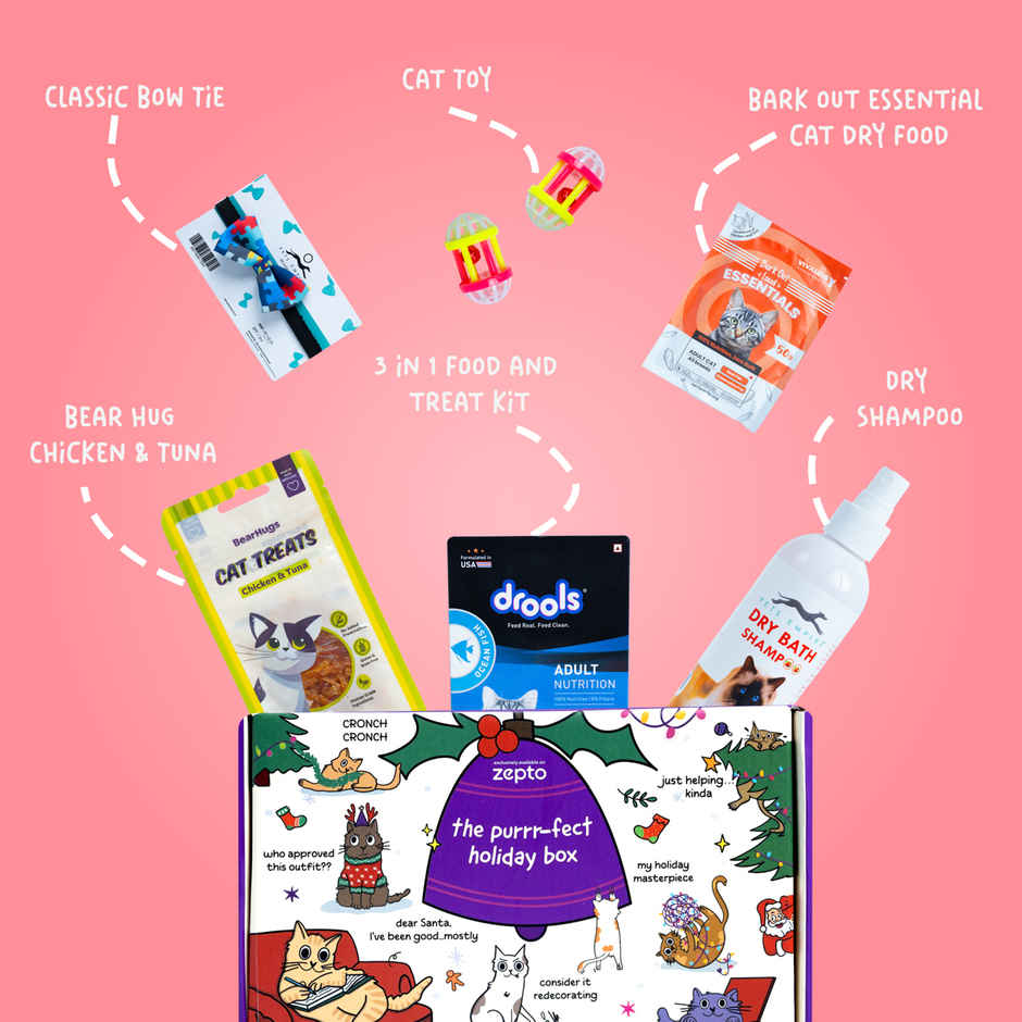 New Year Holiday Gift Box for Cats | Food | Treats | Toys and More