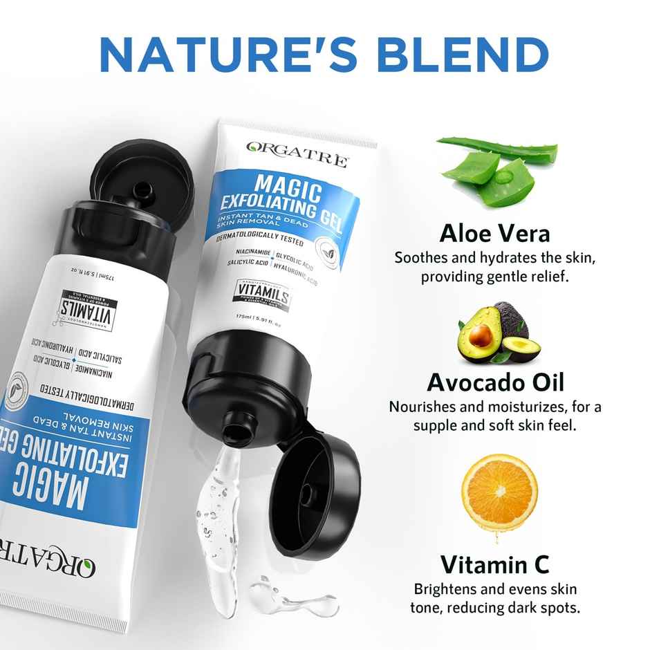 Orgatre Magic Exfoliating Gel | Instant Tan & Dead Skin Removal For Face & Body