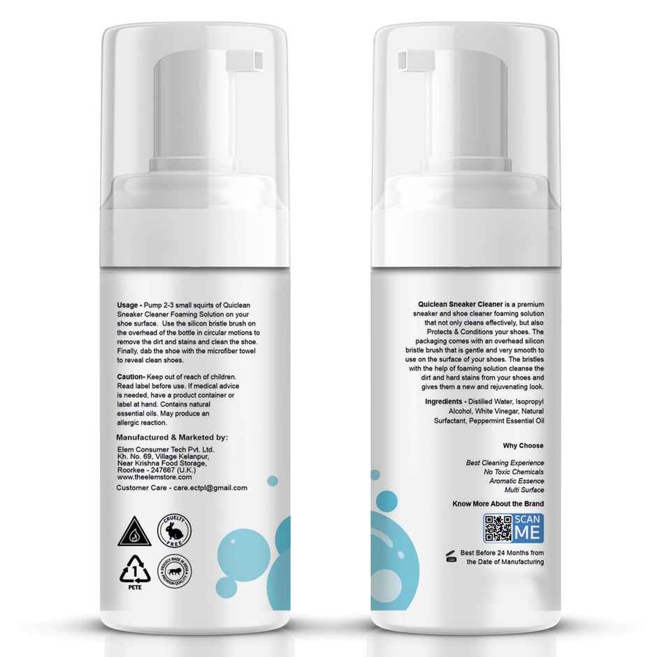 Quiclean Sneaker Cleaner With Brush | For Suede | Canvas | Knit | Trainers | Multi-Material