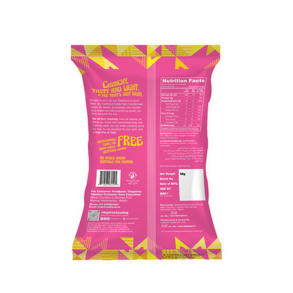 Taali Roasted Makhana - Ghee & Himalayan Pink Salt, Natural, Rich in Protein