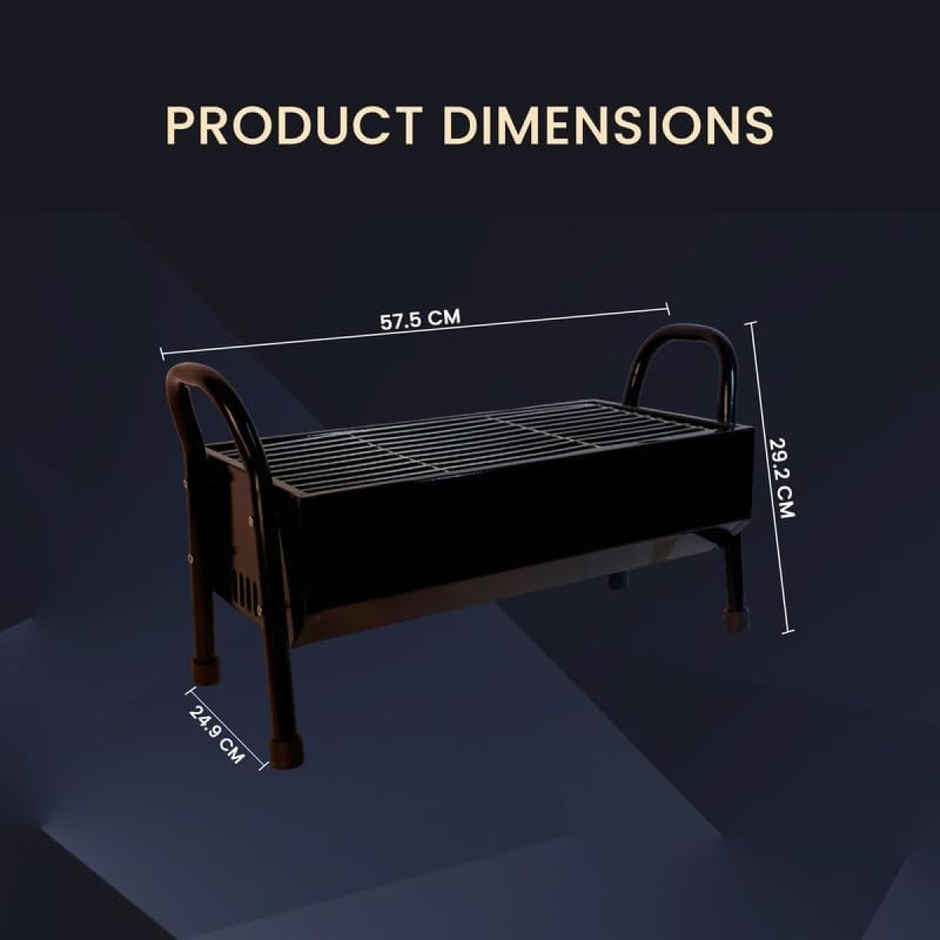 Peng Essentials Hexa BBQ Grill | Ideal for Home and Outdoor Use | Carbon Steel | 5 Skewers | Black