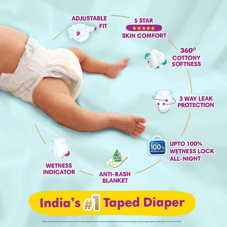 Pampers Active Baby Diaper (Taped, New Born XS, Upto 5 kg)
