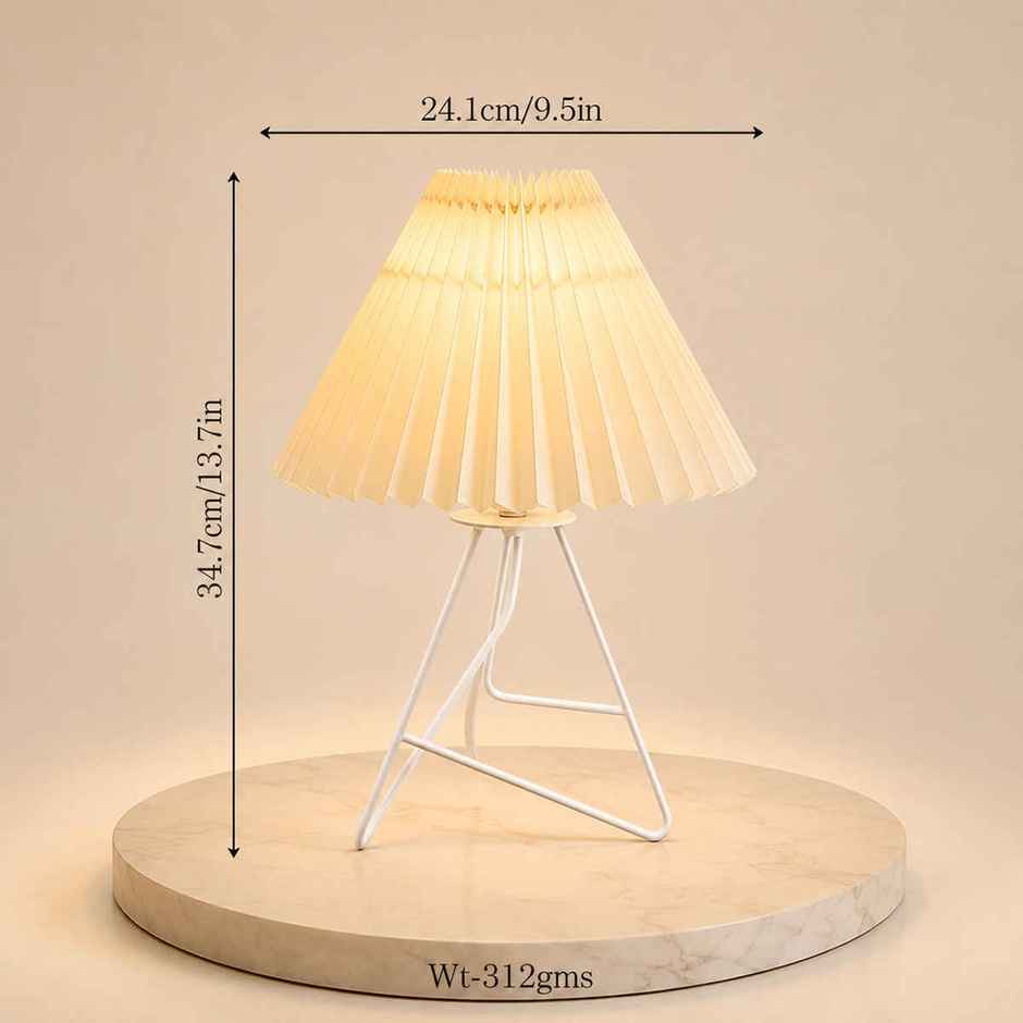 Homesake Retro Metal Table Lamp | Bedside Gift for Living Room & Home | Cream Pleated