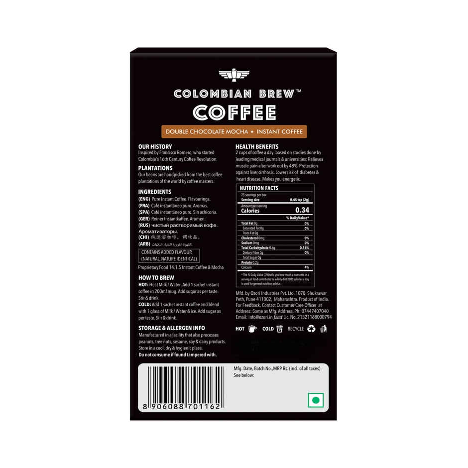 Colombian Brew Double Choco Mocha Instant Coffee | 20 Sachets