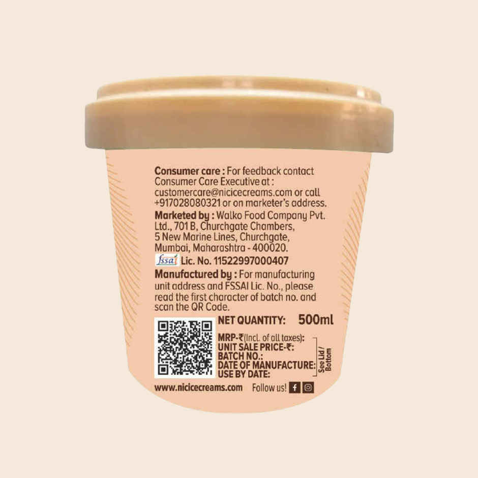 NIC Roasted Almond Ice Cream Tub | Preservative Free | No Artificial Flavors