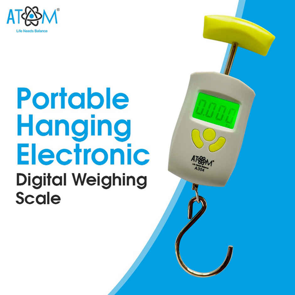 ATOM/Aliston A 304 Digital Hanging Scale With Capacity 50 kg | Stainless Steel Hook For Luggage