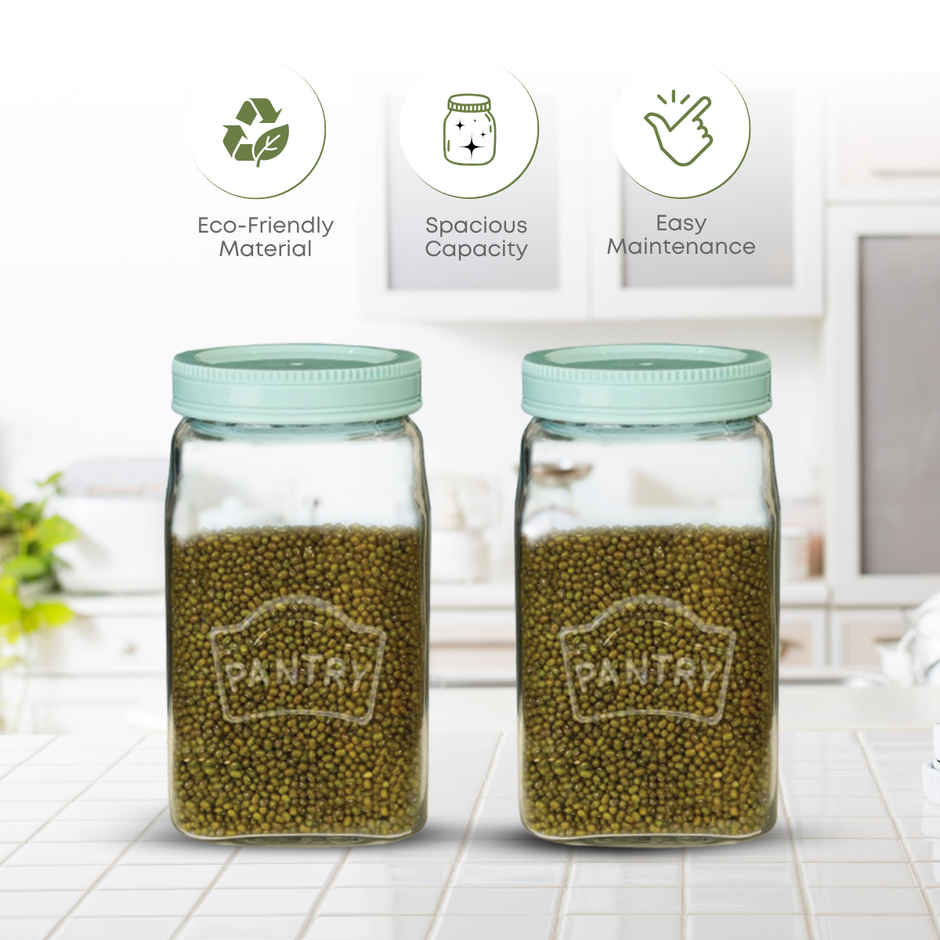 Yera Pantry Storage Jars With Premium Airlitght Lids 2000 ml 1 pcs Jar - Pista Green Colored Lid