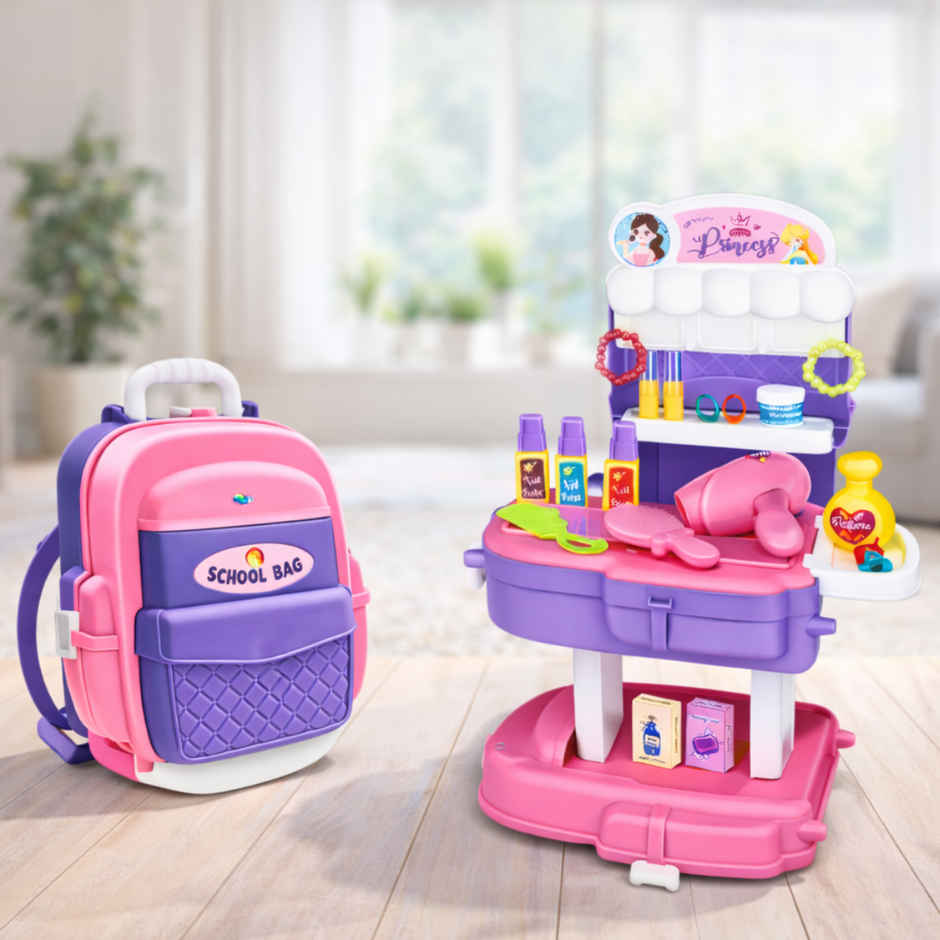 Fablue 2-in-1 Beauty Playset Toy for Kids Portable Beauty Pretend Play Kit Toy for Kids & Toddlers