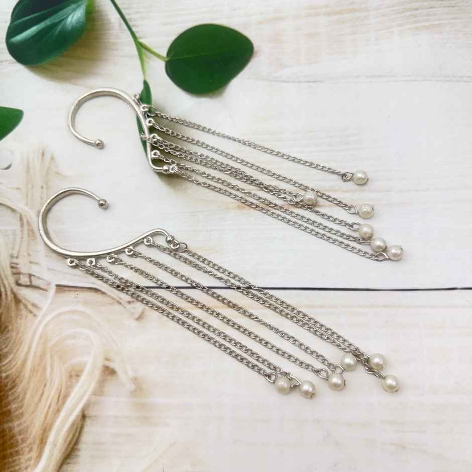 The Opal Factory | Oxidised Jewelry | Ear Cuff with Drops | Silver