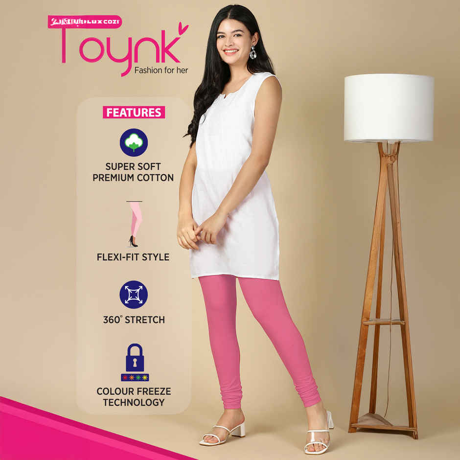 PYNK By Lux Cozi Women Ultra Soft 360 Stretch Premium Cotton Churidar Leggings|Light Pink|Free Size