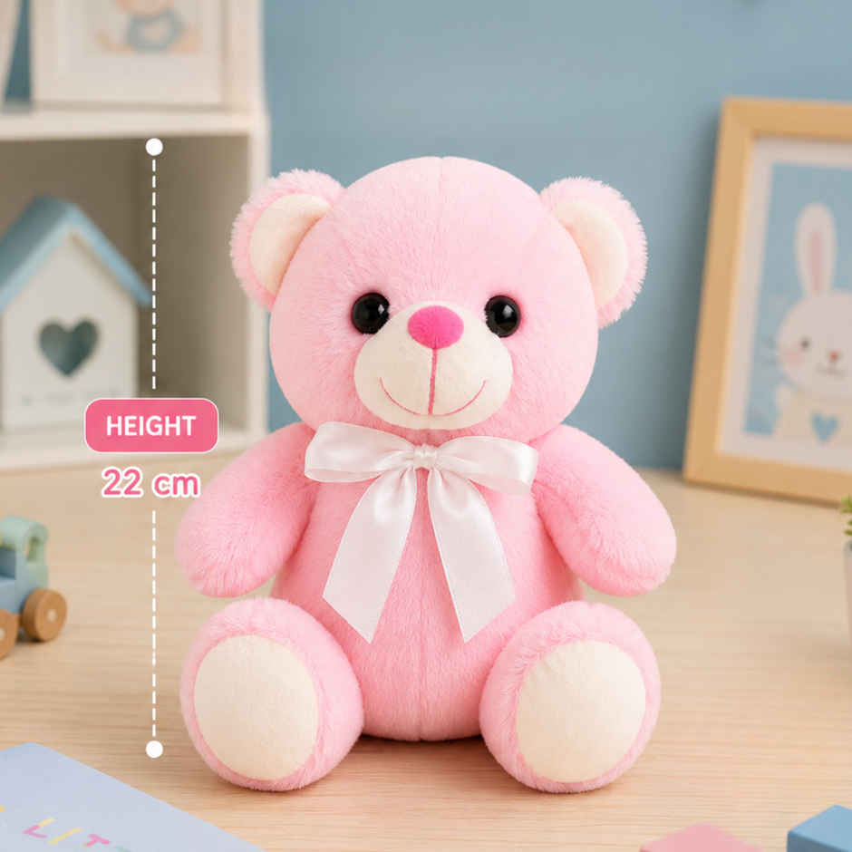 ToyTales Teddy Bear Soft Toy | Plushie Stuffed Animal Toys | Birthday Gift for Kids | Pink | 25cm