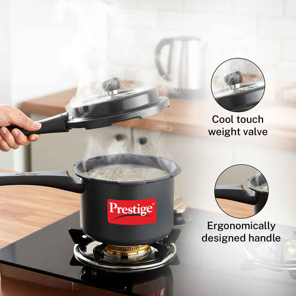 Prestige Popular Svachh HA Pressure Cooker 3L,Metallic Safety Plug,Black,5Y Warranty,ISI Certified