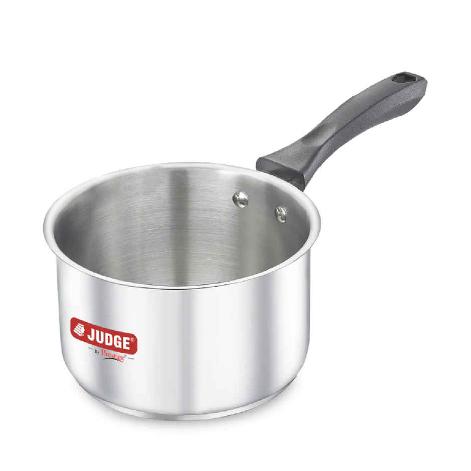Judge By Prestige Classic SS Milk Pan 14cm/1.4Ltr,Superior Quality SS,Unique Triply Bottom, Silver