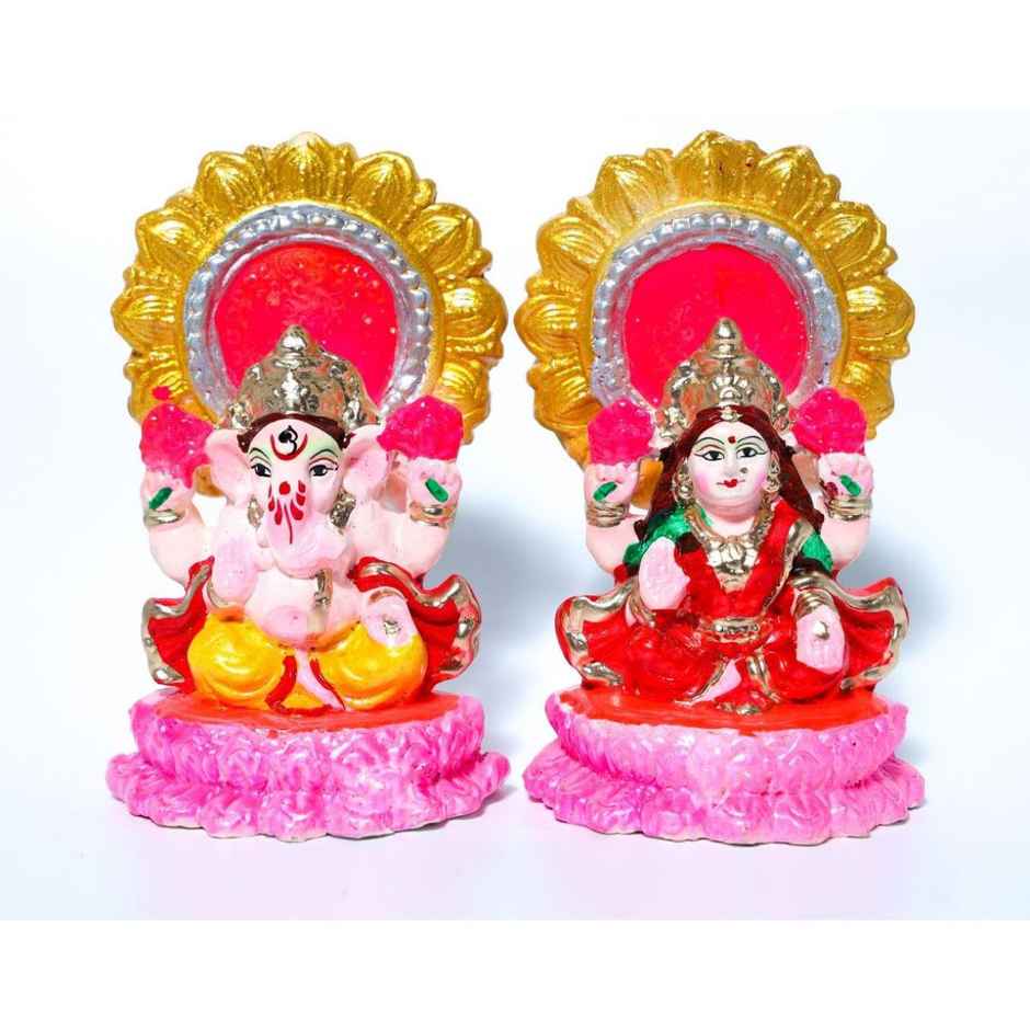 Traditional Mitti Laxmi Ganesh Idol | Handcrafted for Spiritual Elegance | 5.5 inch | Walton