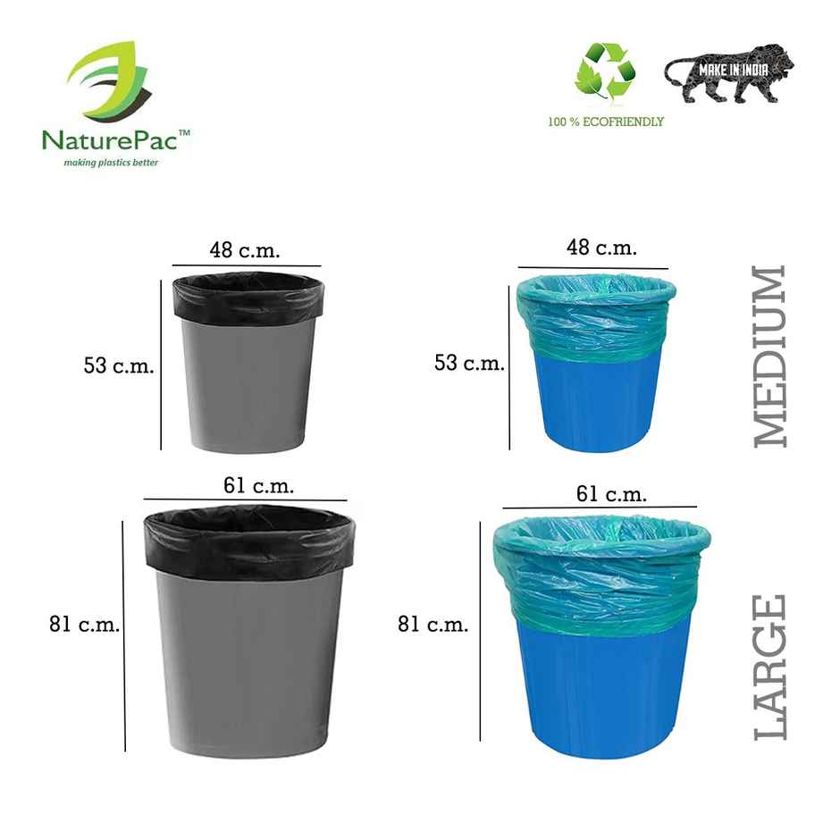 Naturepac Garbage Bag - Large | Green | Biodegradable 15 Pcss