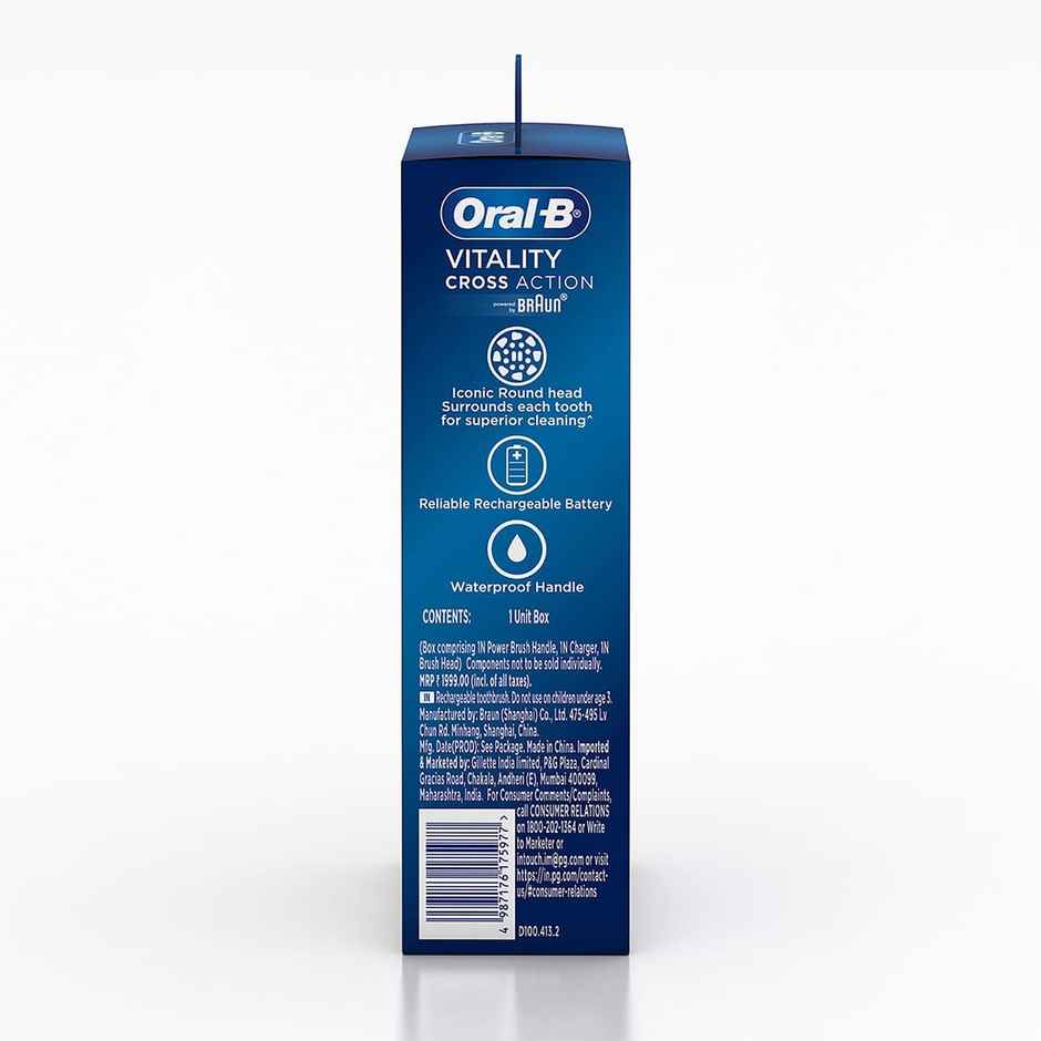 Oral-B Vitality Cross Action Electric Rechargeable Toothbrush, Powered By Braun (Black