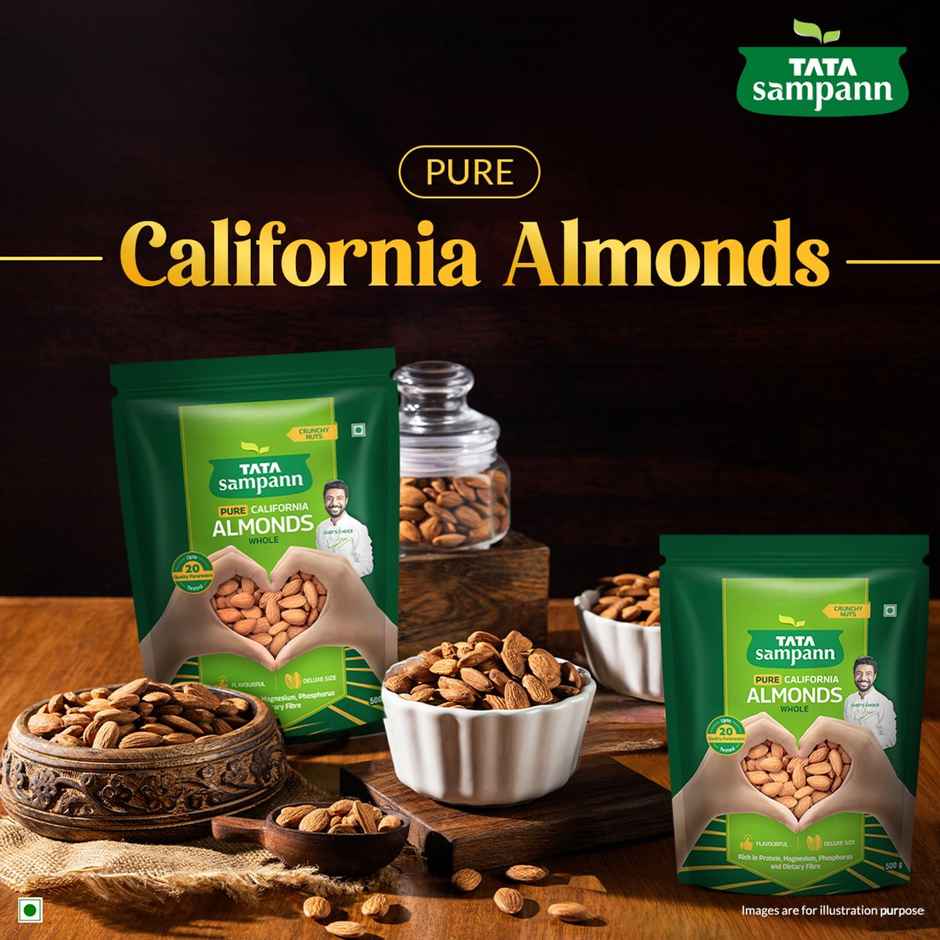 Tata Sampann Totally Pure California Almonds/Badam Giri | Whole Premium Quality