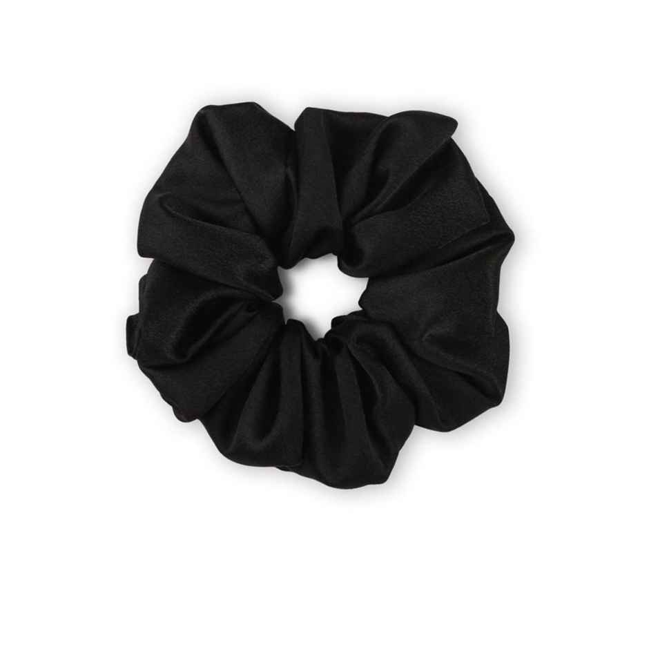 Mueras Silk Satin Hair Tie Scrunchie Black