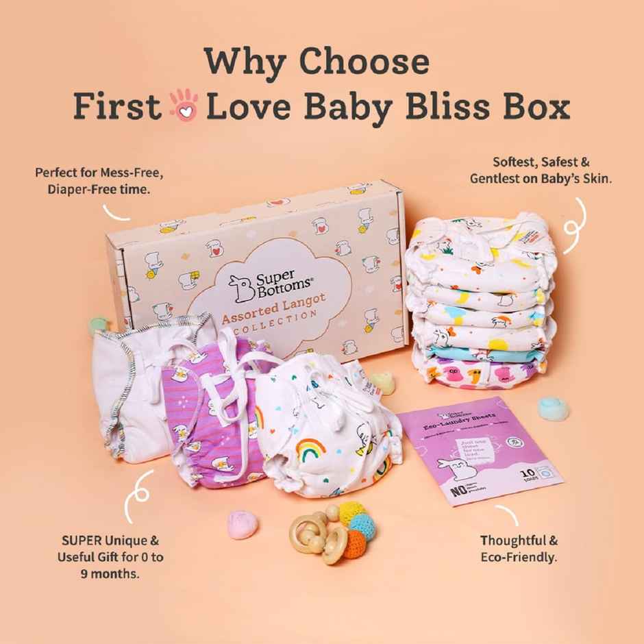 SuperBottoms Dry Feel Langot Gift Box for 0-9M | First Love Baby Bliss Box For 0-9M | 9 pieces