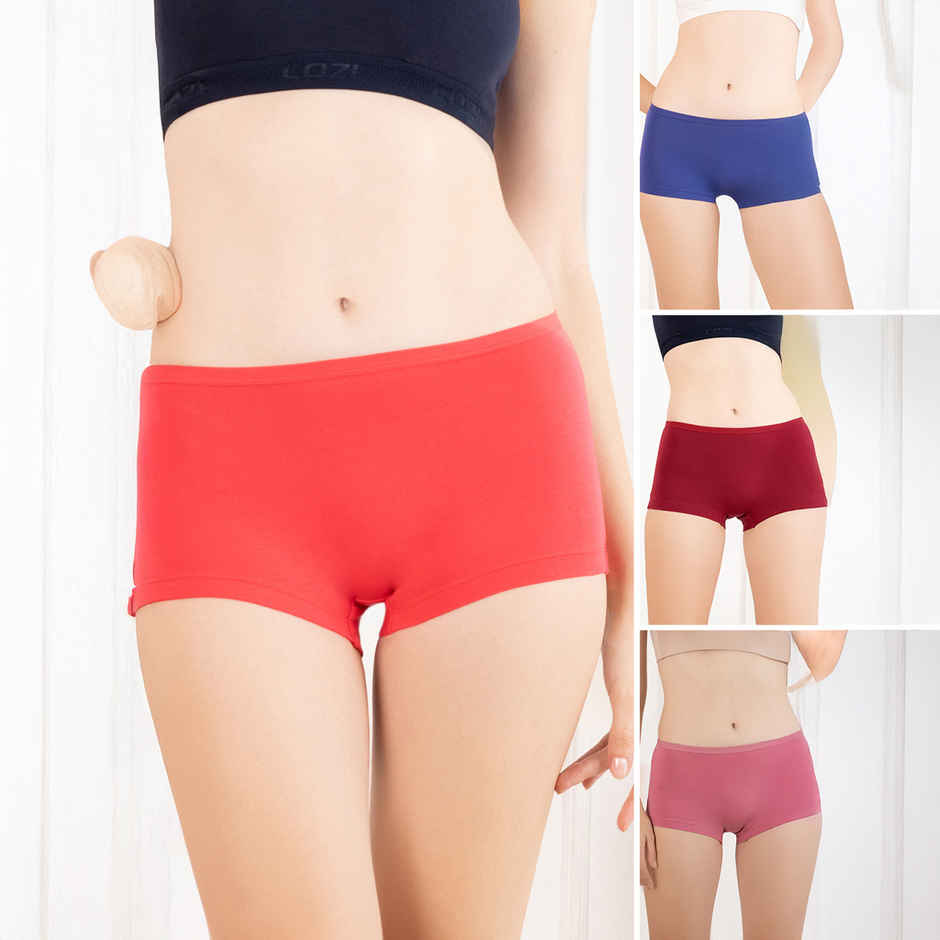 Lux Cozi Her Pure Cotton Women Boy Short Panty | Multicolor | Size-100 | Pack Of 4