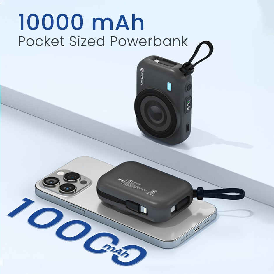 Portronics Power Shutter - 10000mAH Power Bank | Black