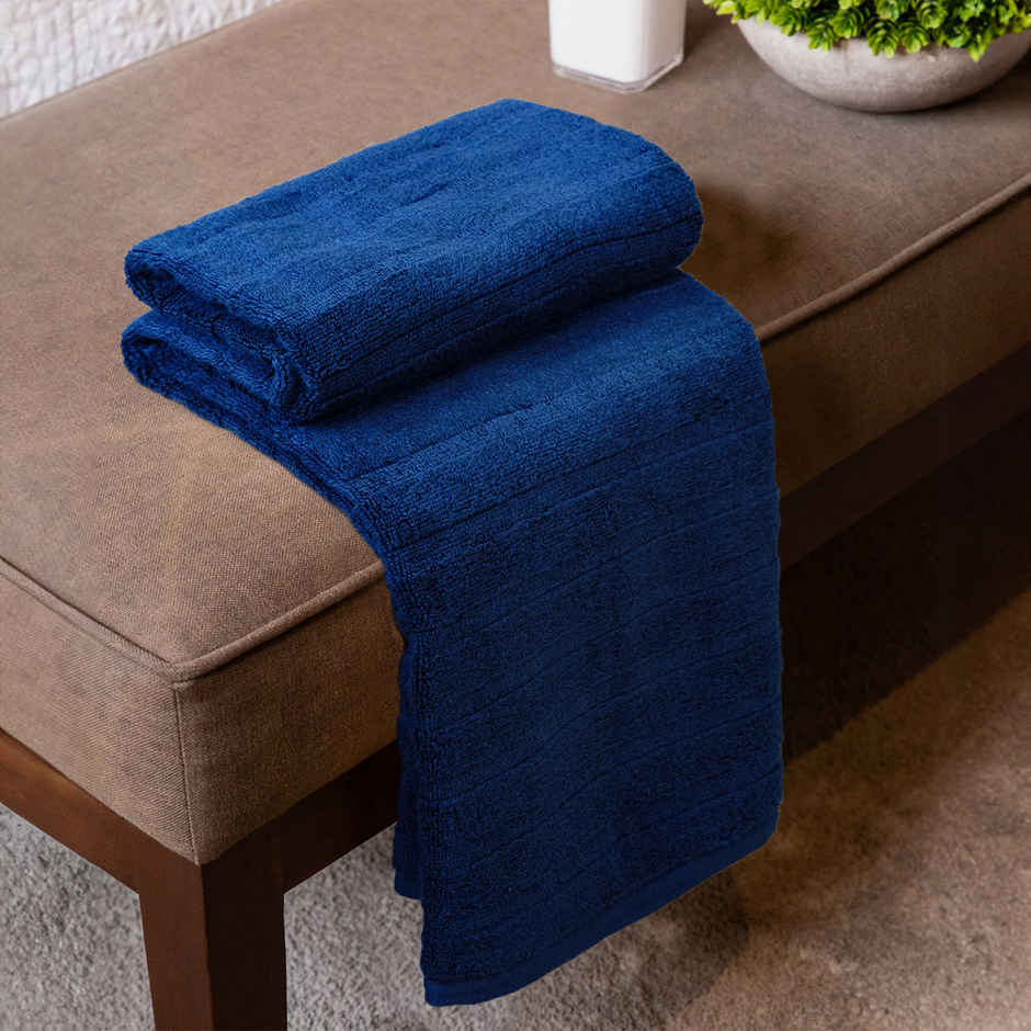 Mytrident Quick Dry Cotton Bath Towel | 28 x 56 in | Navy Blue