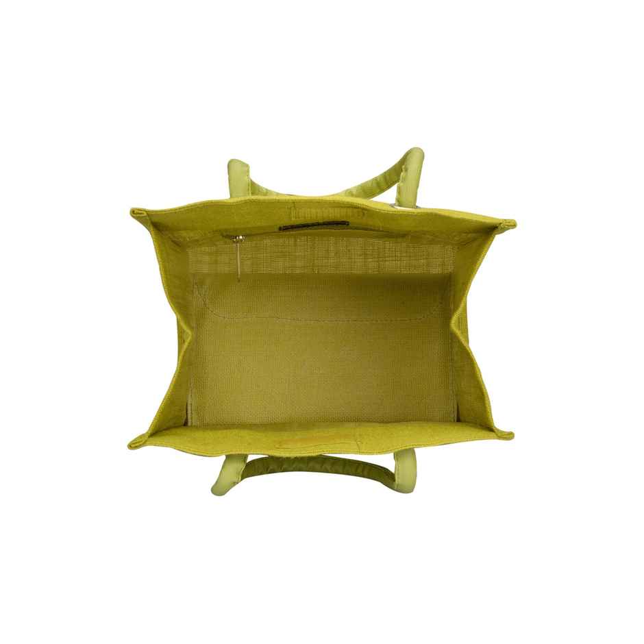 Jute Cottage Carry Bag - Big Eyelet Lunch Bag Eco-friendly | Stylish | Green | 14 x 12 x 8