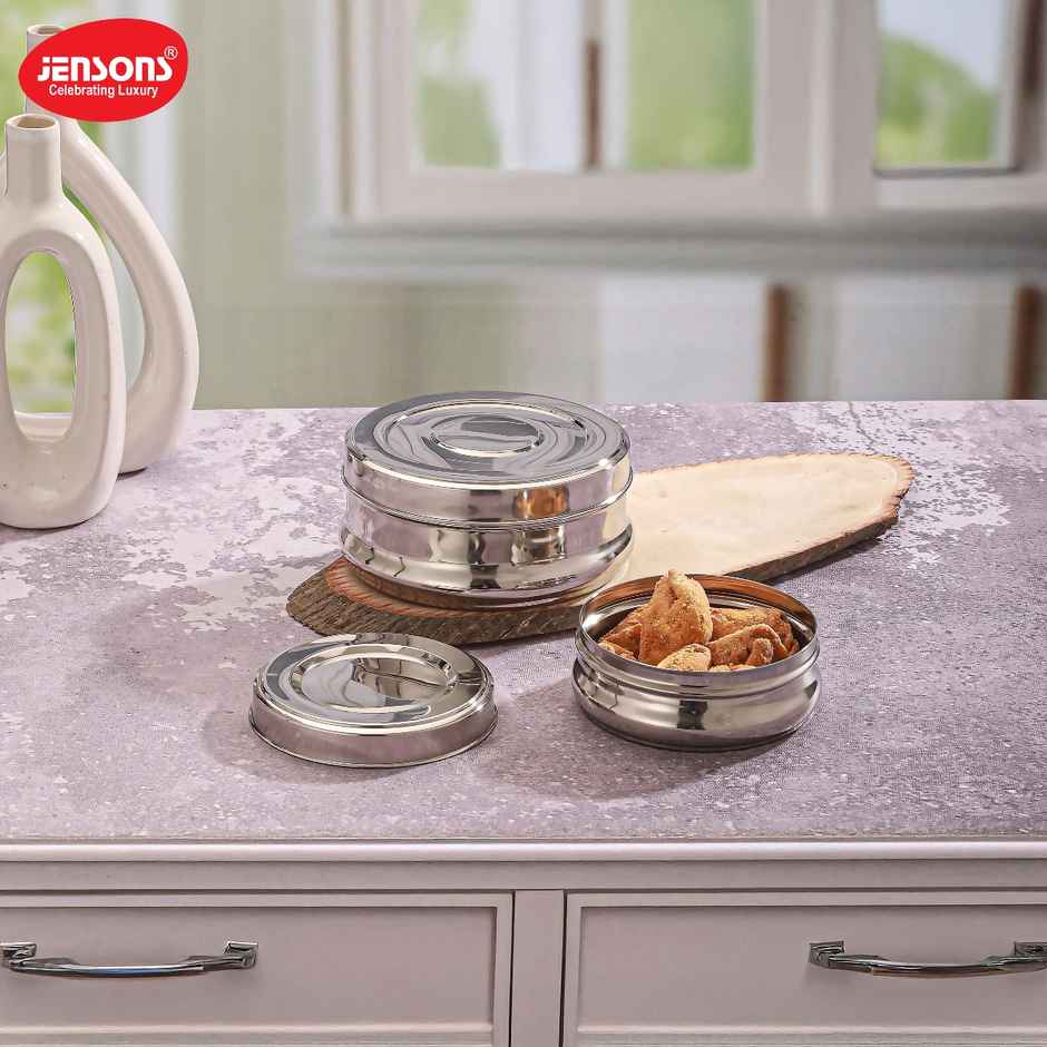 Jensons Stainless Steel Belly Shape Poori Dabba 10 Inch