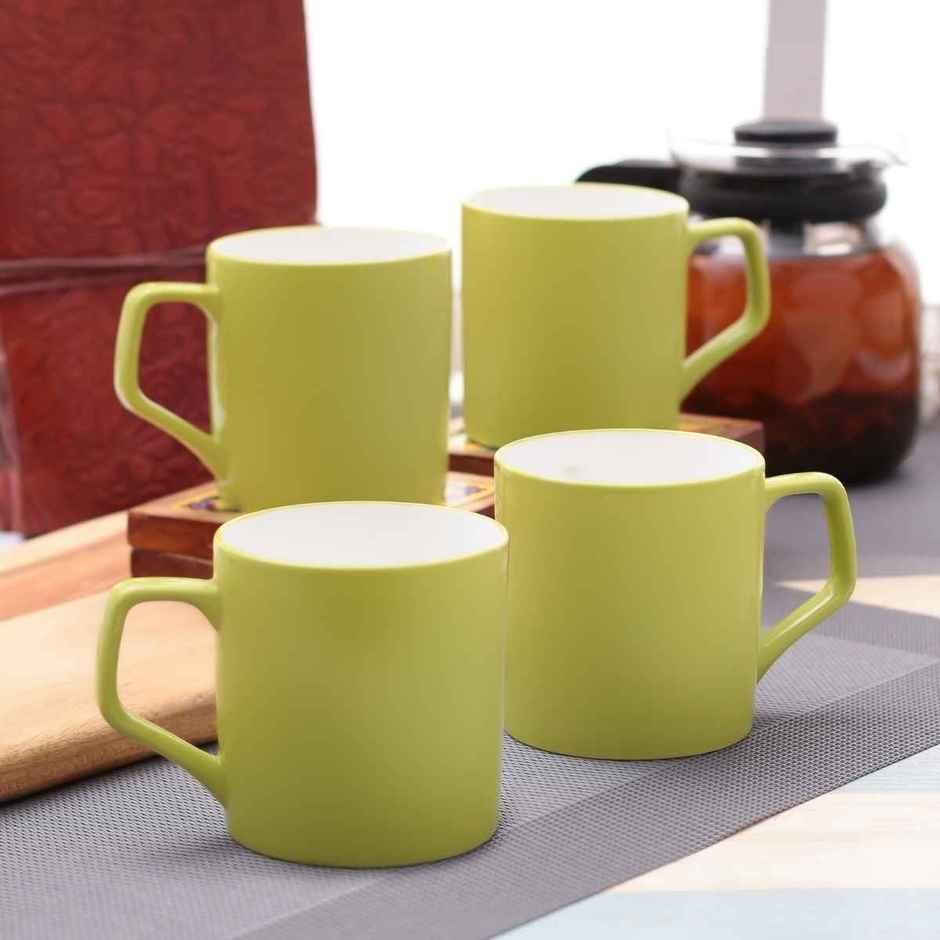 Clay Craft Fine Ceramic Director Coffee Mug Set | Set Of 4 | Green
