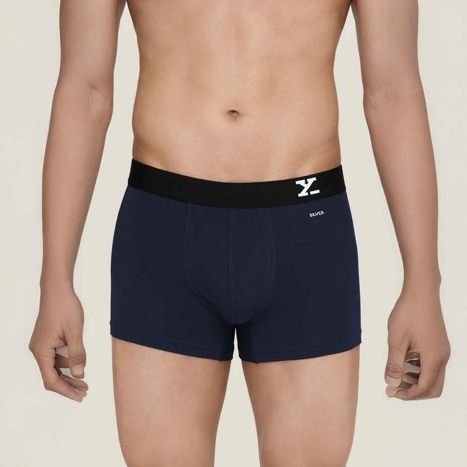 XYXX Men's Aero Cotton Solid Trunks Pack of 2, Midnight Blue & Frost Grey| M