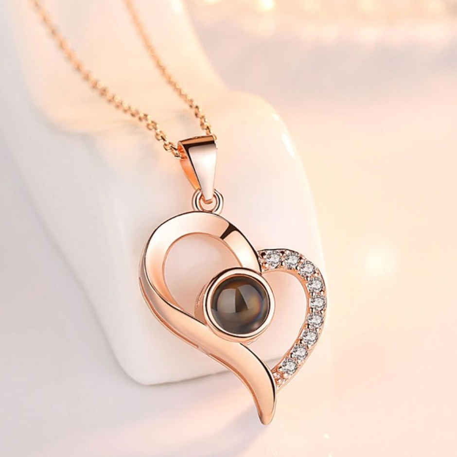 YouBella 18K Rose Gold Plated I Love You in 100 Languages Heart Necklace for Women&Girls(YBNK - 5663)